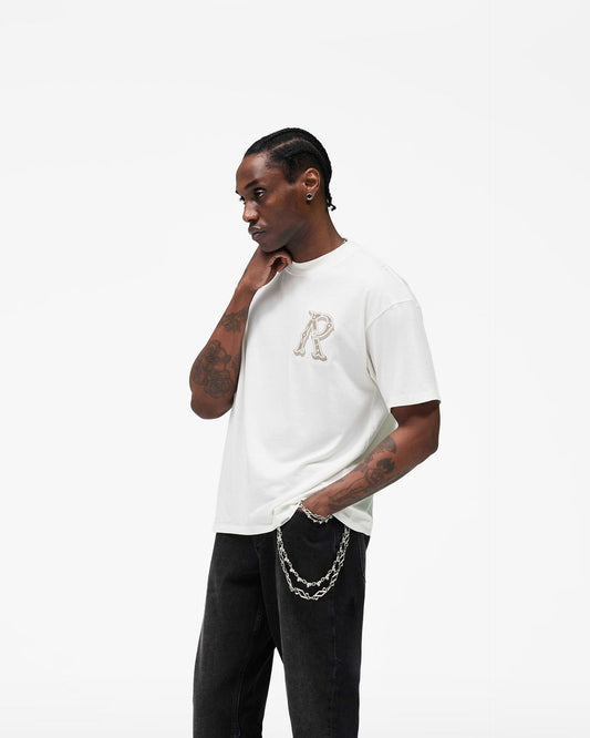 Western Initial T-Shirt - flat white