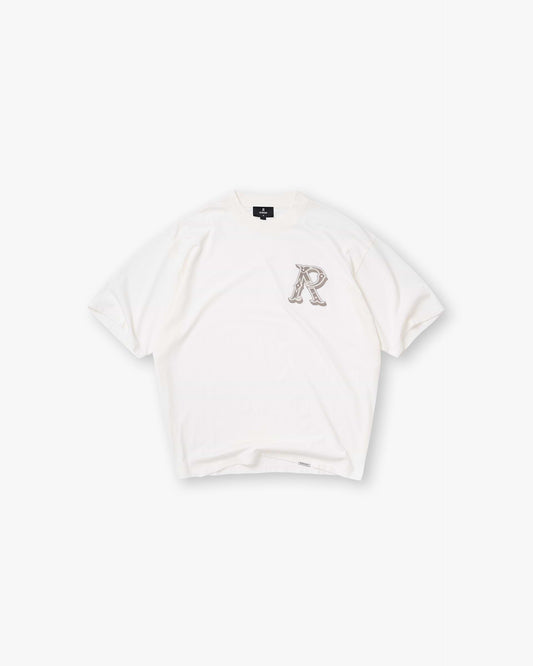 Western Initial T-Shirt - flat white